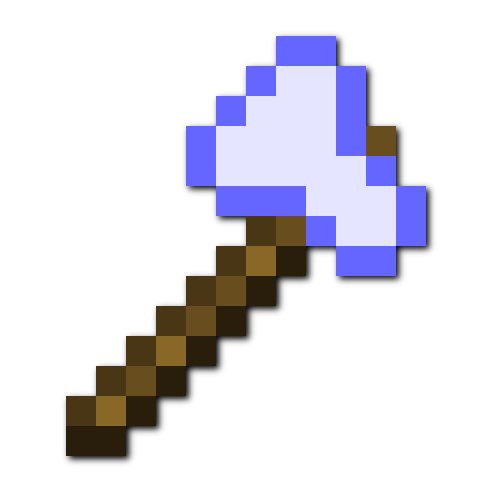 a minecraft axe with a whitish blue head and a black drop shadow